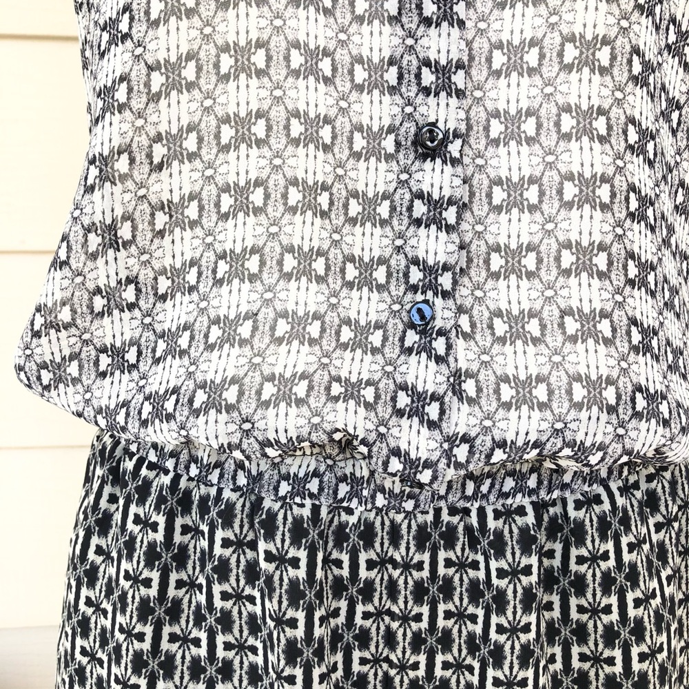 Zara Basic Geometric Cinched Waist Sheer Romper O… - image 4